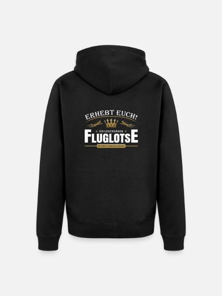 Fluglotse - Unisex Premium Bio Zip Hoodie - Schwarz