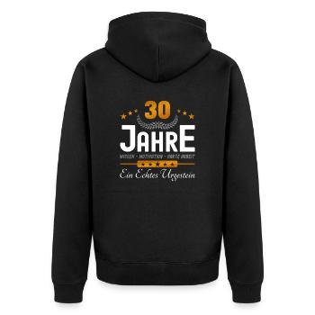30. Jubiläum - Firmenjubiläum - Unisex Premium Bio Zip Hoodie - Schwarz - Hinten - Nico (187cm)