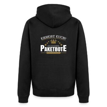 Paketbote - Unisex Premium Bio Zip Hoodie - Schwarz - Hinten - Nico (187cm)