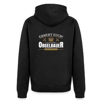 Orgelbauer - Unisex Premium Bio Zip Hoodie - Schwarz - Hinten - Nico (187cm)