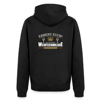 Weintechnologe - Unisex Premium Bio Zip Hoodie - Schwarz - Hinten - Nico (187cm)