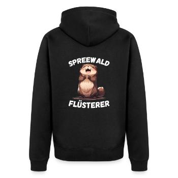 Spreewald Flüsterer - Unisex Premium Bio Zip Hoodie - Schwarz - Hinten - Nico (187cm)