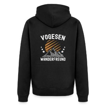 Vogesen Wandern - Unisex Premium Bio Zip Hoodie - Schwarz - Hinten - Nico (187cm)