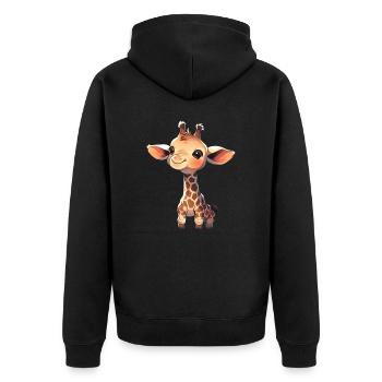Giraffe - Unisex Premium Bio Zip Hoodie - Schwarz - Hinten - Nico (187cm)