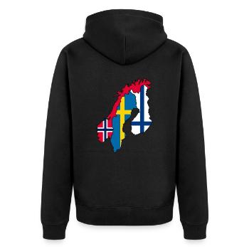Skandinavien - Unisex Premium Bio Zip Hoodie - Schwarz - Hinten - Nico (187cm)