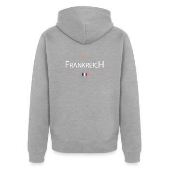 Frankreich Klettern - Unisex Premium Bio Zip Hoodie - Grau meliert - Hinten - Nico (187cm)