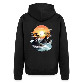 River of Life - Unisex Premium Organic Zip Hoodie - black - Back - Nico (187cm)