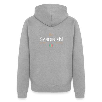 Sardinien Klettern - Unisex Premium Bio Zip Hoodie - Grau meliert - Hinten - Nico (187cm)