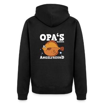 Opas Angelfreund - Unisex Premium Bio Zip Hoodie - Schwarz - Hinten - Nico (187cm)