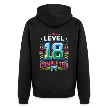 18e anniversaire rétro niveau 18 ans fête - Veste à capuche bio Premium Unisexe - noir - Dos - Nico (187cm)