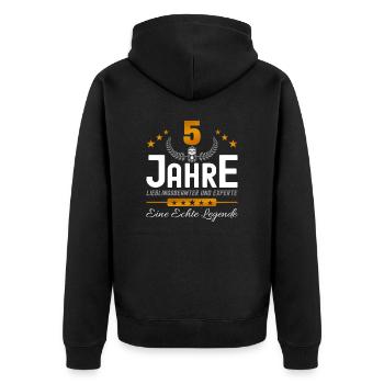 Beamter 5 Jahre Jubiläum - Unisex Premium Bio Zip Hoodie - Schwarz - Hinten - Nico (187cm)