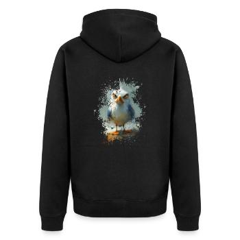 Ostsee Möwe - Unisex Premium Bio Zip Hoodie - Schwarz - Hinten - Nico (187cm)