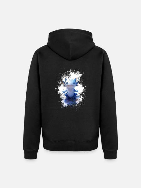 Axolotl Zeichnung - Unisex Premium Bio Zip Hoodie - Schwarz
