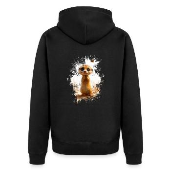 Meerkat - Unisex Premium Organic Zip Hoodie - black - Back - Nico (187cm)