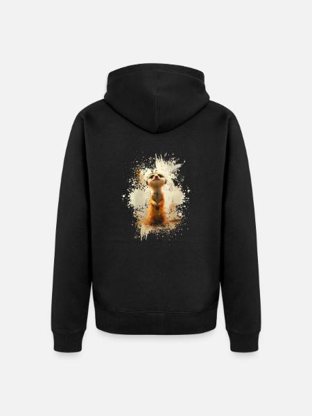 Suricates et animaux mignons - Veste à capuche bio Premium Unisexe - noir