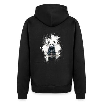 Pandabär - Unisex Premium Bio Zip Hoodie - Schwarz - Hinten - Nico (187cm)