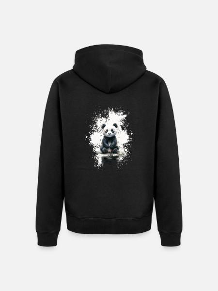 Panda - Unisex Premium Organic Zip Hoodie - black