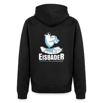 Eisbader aus Leidenschaft - Unisex Premium Bio Zip Hoodie - Schwarz - Hinten - Nico (187cm)