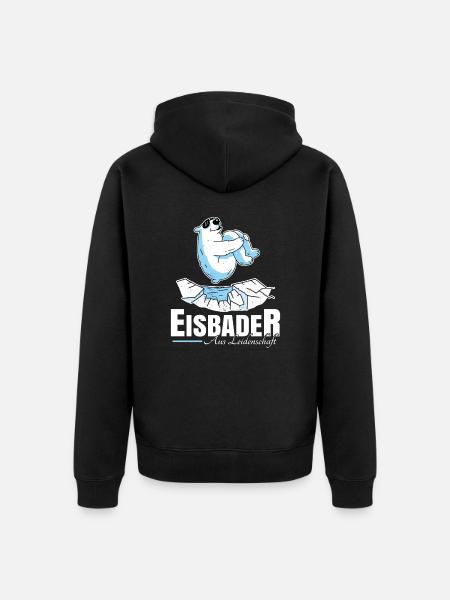 Eisbader aus Leidenschaft - Unisex Premium Bio Zip Hoodie - Schwarz