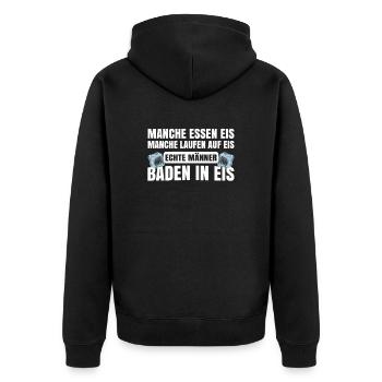 Echte Männer Baden In Eis - Unisex Premium Bio Zip Hoodie - Schwarz - Hinten - Nico (187cm)