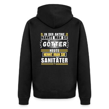 Gods in antiquity. Today paramedic - Unisex Premium Organic Zip Hoodie - black - Back - Nico (187cm)