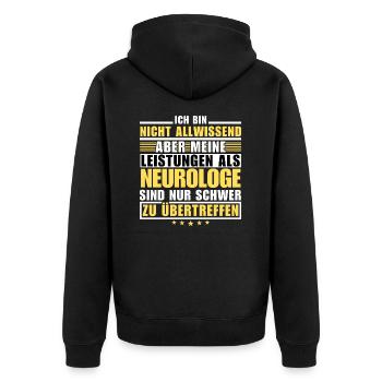 Unübertroffene Leistung als Neurologe - Unisex Premium Bio Zip Hoodie - Schwarz - Hinten - Nico (187cm)