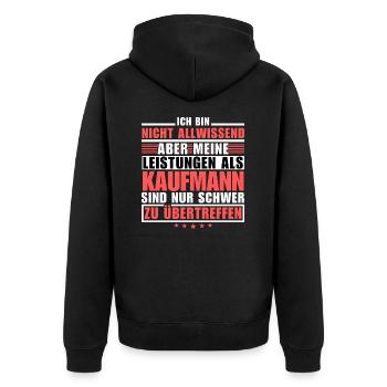 Unübertroffene Leistung als Kaufmann - Unisex Premium Bio Zip Hoodie - Schwarz - Hinten - Nico (187cm)