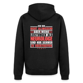 Unübertroffene Leistung als Neurologe - Unisex Premium Bio Zip Hoodie - Schwarz - Hinten - Nico (187cm)