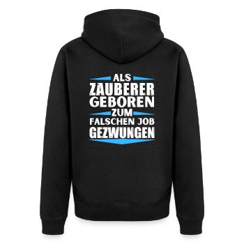 Wizard landed in the wrong job - Unisex Premium Organic Zip Hoodie - black - Back - Nico (187cm)
