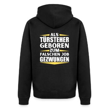 Bouncer landed in the wrong job - Unisex Premium Organic Zip Hoodie - black - Back - Nico (187cm)