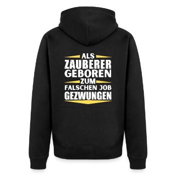 Wizard landed in the wrong job - Unisex Premium Organic Zip Hoodie - black - Back - Nico (187cm)