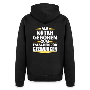 Notar im falschen Job gelandet - Unisex Premium Bio Zip Hoodie - Schwarz - Hinten - Nico (187cm)