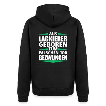 Painter landed in the wrong job - Unisex Premium Organic Zip Hoodie - black - Back - Nico (187cm)