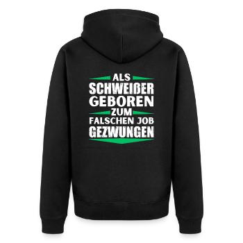Welder landed in the wrong job - Unisex Premium Organic Zip Hoodie - black - Back - Nico (187cm)