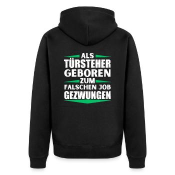 Bouncer landed in the wrong job - Unisex Premium Organic Zip Hoodie - black - Back - Nico (187cm)