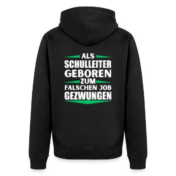 Schulleiter im falschen Job gelandet - Unisex Premium Bio Zip Hoodie - Schwarz - Hinten - Nico (187cm)