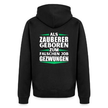 Wizard landed in the wrong job - Unisex Premium Organic Zip Hoodie - black - Back - Nico (187cm)