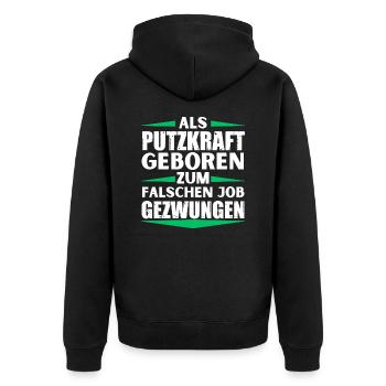 Cleaner landed in the wrong job - Unisex Premium Organic Zip Hoodie - black - Back - Nico (187cm)