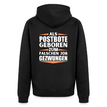 Postbote im falschen Job gelandet - Unisex Premium Bio Zip Hoodie - Schwarz - Hinten - Nico (187cm)