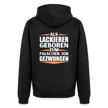 Lackierer im falschen Job gelandet - Unisex Premium Bio Zip Hoodie - Schwarz - Hinten - Nico (187cm)