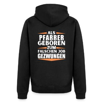 Pfarrer im falschen Job gelandet - Unisex Premium Bio Zip Hoodie - Schwarz - Hinten - Nico (187cm)
