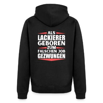 Lackierer im falschen Job gelandet - Unisex Premium Bio Zip Hoodie - Schwarz - Hinten - Nico (187cm)