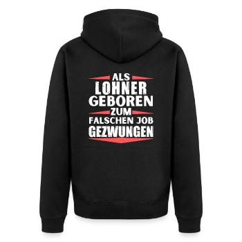 Lohner Acker, Agrar, Agrarim falschen Job gelandet - Unisex Premium Bio Zip Hoodie - Schwarz - Hinten - Nico (187cm)