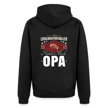 Football Opa - Unisex Premium Bio Zip Hoodie - Schwarz - Hinten - Nico (187cm)