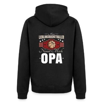Basketball Opa - Unisex Premium Bio Zip Hoodie - Schwarz - Hinten - Nico (187cm)