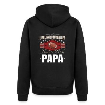 Football Papa - Unisex Premium Bio Zip Hoodie - Schwarz - Hinten - Nico (187cm)