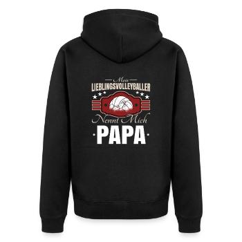Volleyball Papa - Unisex Premium Bio Zip Hoodie - Schwarz - Hinten - Nico (187cm)