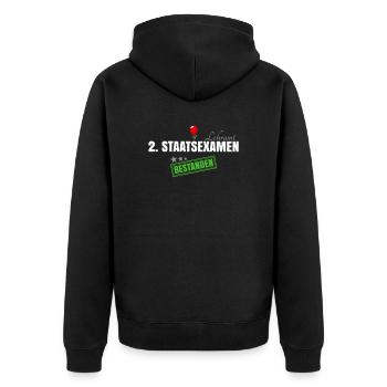 2. Staatsexamen Lehramt - Unisex Premium Bio Zip Hoodie - Schwarz - Hinten - Nico (187cm)