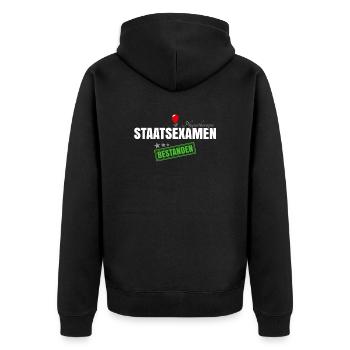 Staatsexamen Physiotherapie - Unisex Premium Bio Zip Hoodie - Schwarz - Hinten - Nico (187cm)