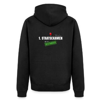 1. Staatsexamen Medizin - Unisex Premium Bio Zip Hoodie - Schwarz - Hinten - Nico (187cm)